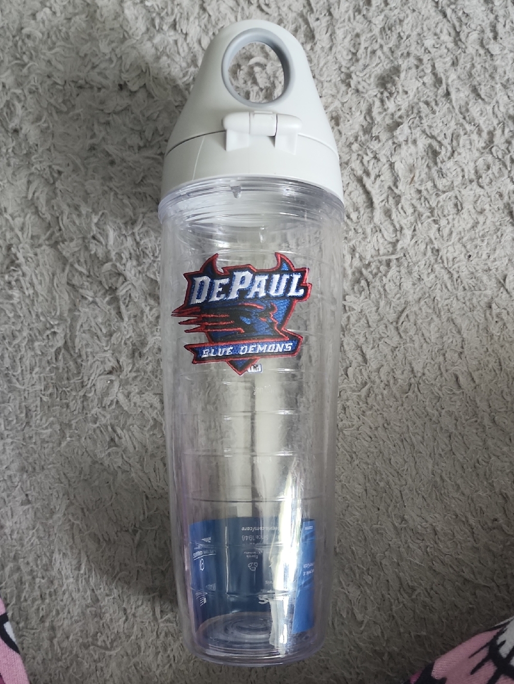 tervis DePaul Blue Demons Clear Sports Water Bottle - White Lid
